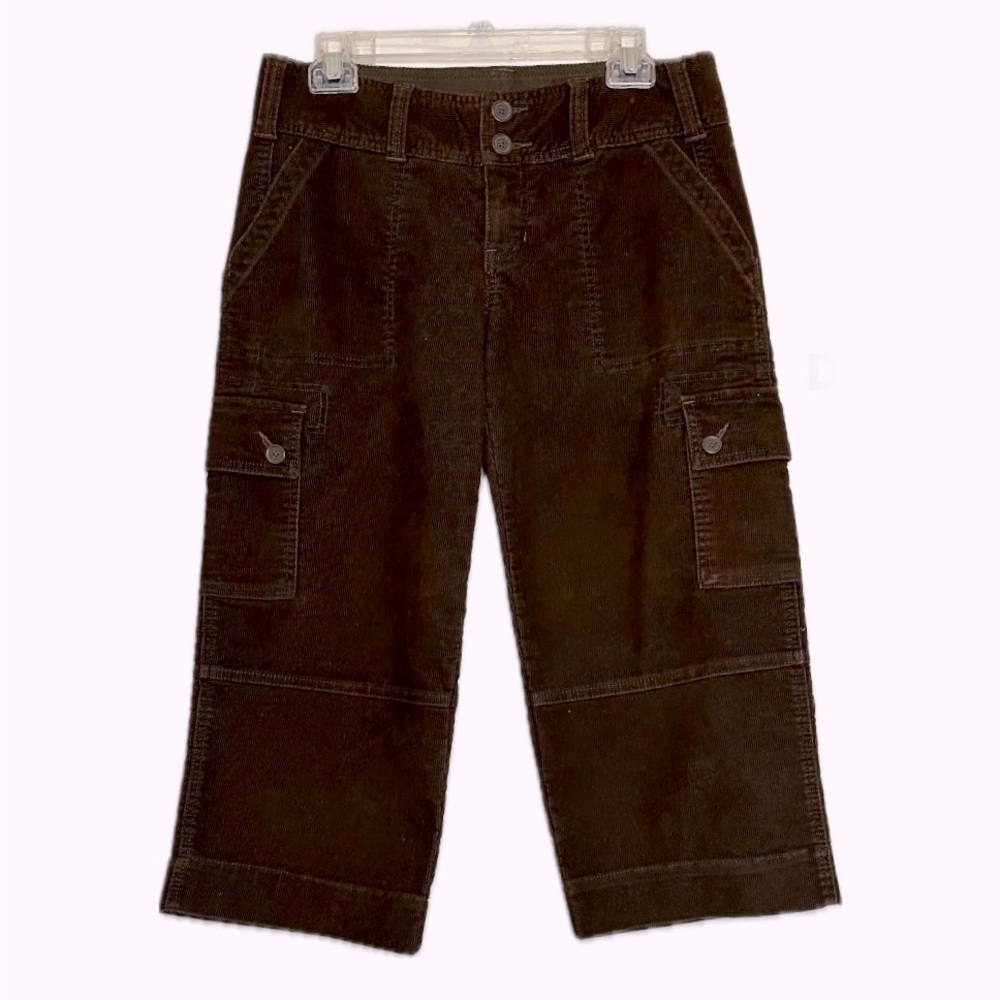 Abercrombie & Fitch Cargo Capris Wide Leg Straight Leg Corduroy Pants deadstock - Picture 3 of 8